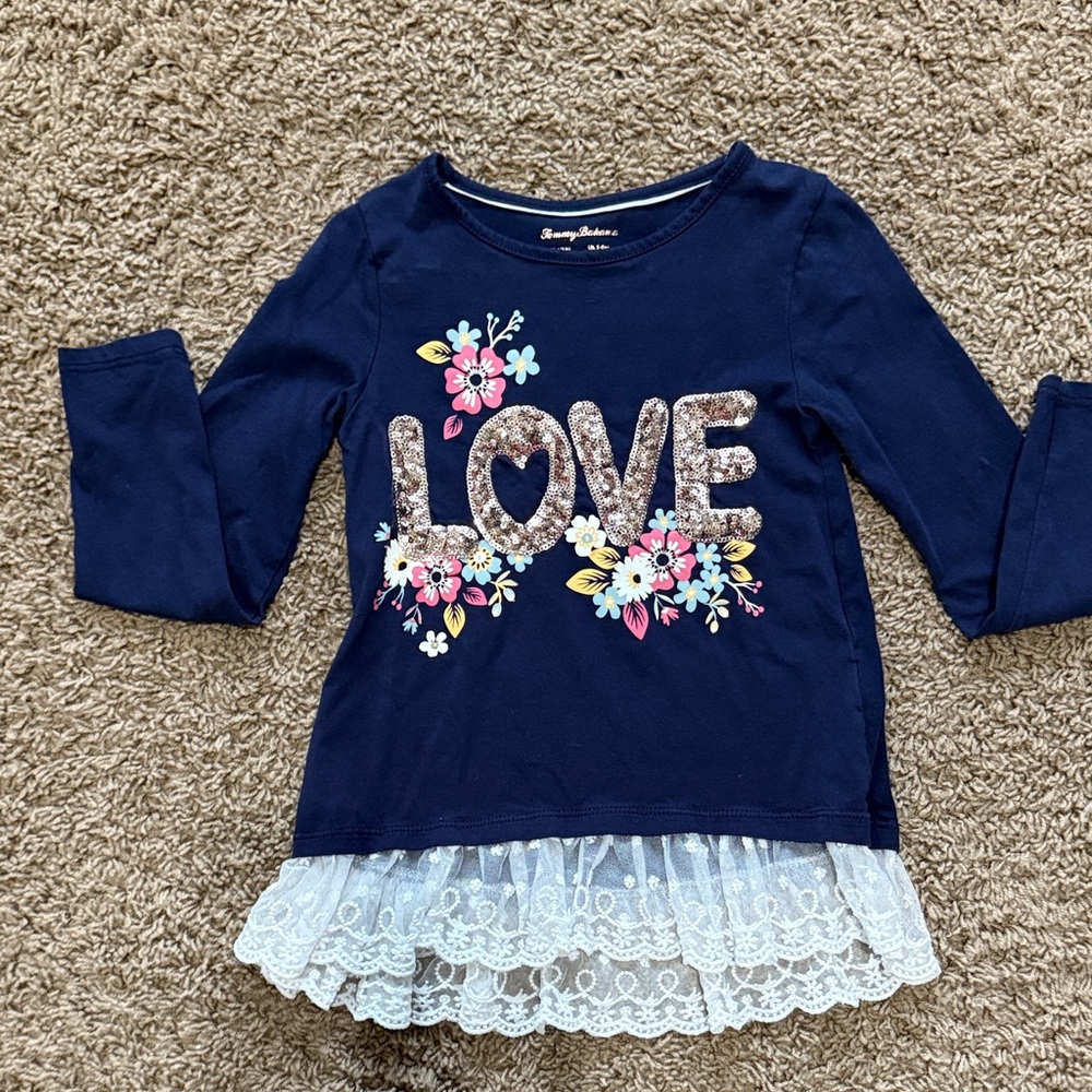 Tommy Bahama Kids Navy Long Sleeve with Floral and Lace